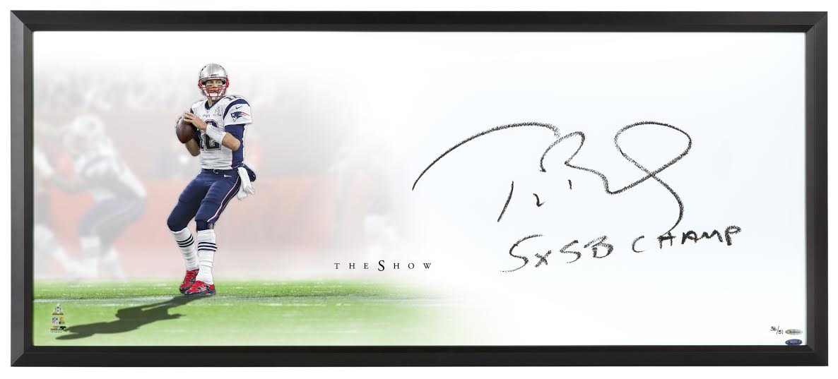 Tom Brady Signed LE New England Patriots "The Show" 20x46 Custom Framed Lithograph Display Inscribed "5x SB Champ" (TriStar Hologram & UDA COA) at PristineAuction.com Tom Brady Signed LE New England Patriots "The Show" 20x46 Custom Framed Lithograph Display Inscribed "5x SB Champ" (TriStar Hologram & UDA COA) at PristineAuction.com