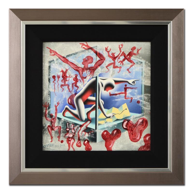 Mark Kostabi Signed "If All Else Fails" 18x18 Custom Framed Original Painting on Canvas at PristineAuction.com Mark Kostabi Signed "If All Else Fails" 18x18 Custom Framed Original Painting on Canvas at PristineAuction.com