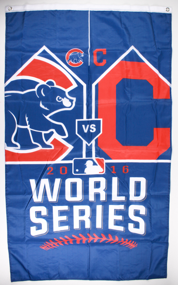 Cubs 36.5" x 61.5" 2016 World Series Flag at PristineAuction.com Cubs 36.5" x 61.5" 2016 World Series Flag at PristineAuction.com
