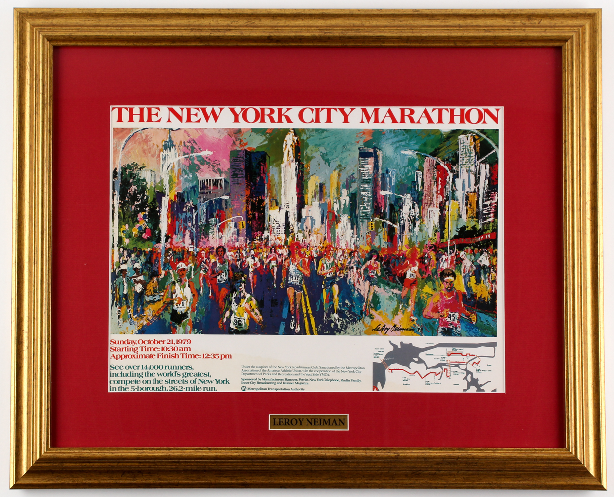 LeRoy Neiman "New York Marathon" 18" x 22" Custom Framed Poster Print Display at PristineAuction.com LeRoy Neiman "New York Marathon" 18" x 22" Custom Framed Poster Print Display at PristineAuction.com