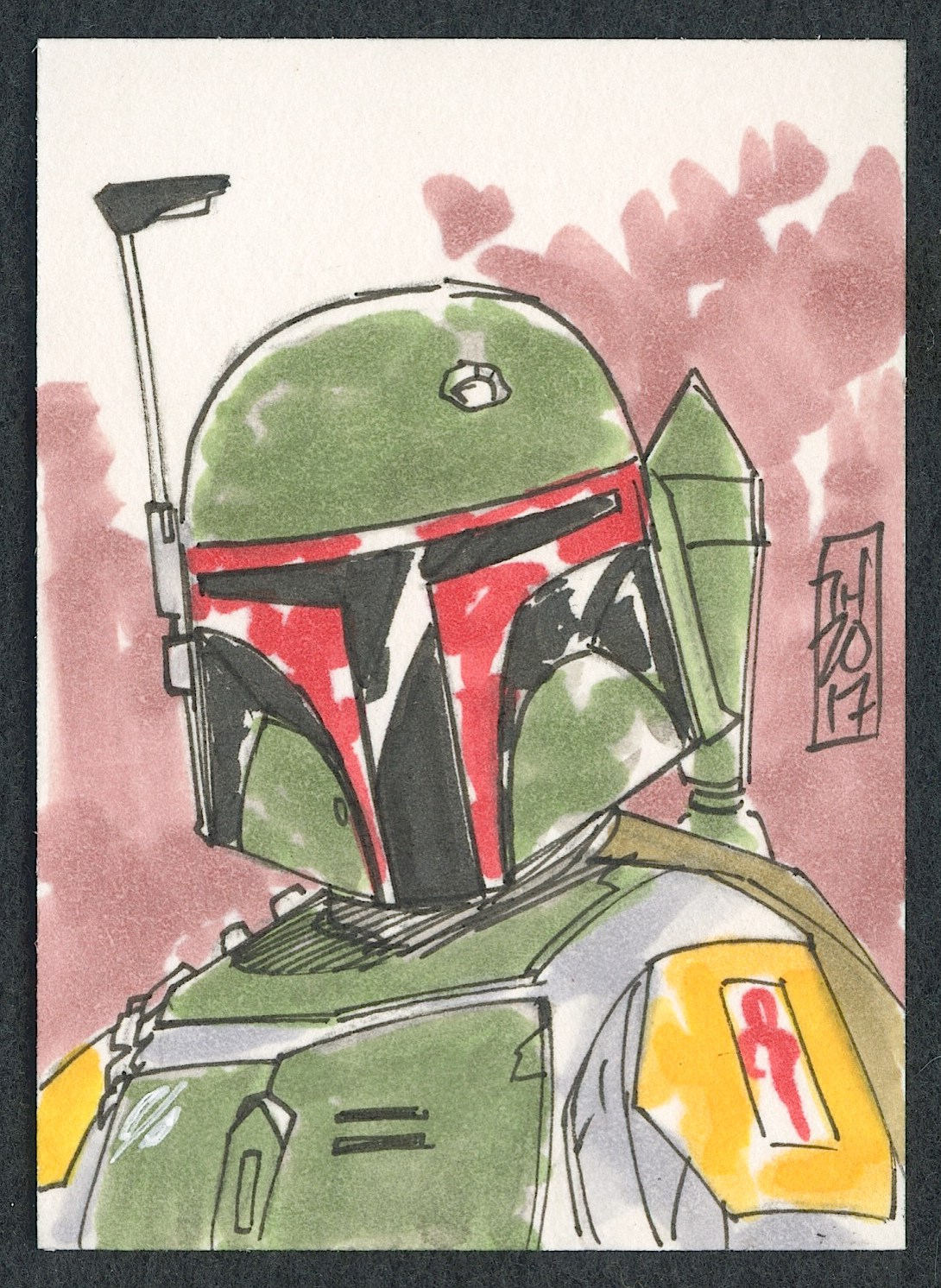 Tom Hodges - Boba Fett "Star Wars" Sketch Card (1/1 Original Art) at PristineAuction.com Tom Hodges - Boba Fett "Star Wars" Sketch Card (1/1 Original Art) at PristineAuction.com