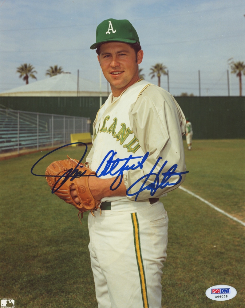 Jim 'Catfish' Hunter Signed Athletics 8x10 Photo (PSA COA) Pristine