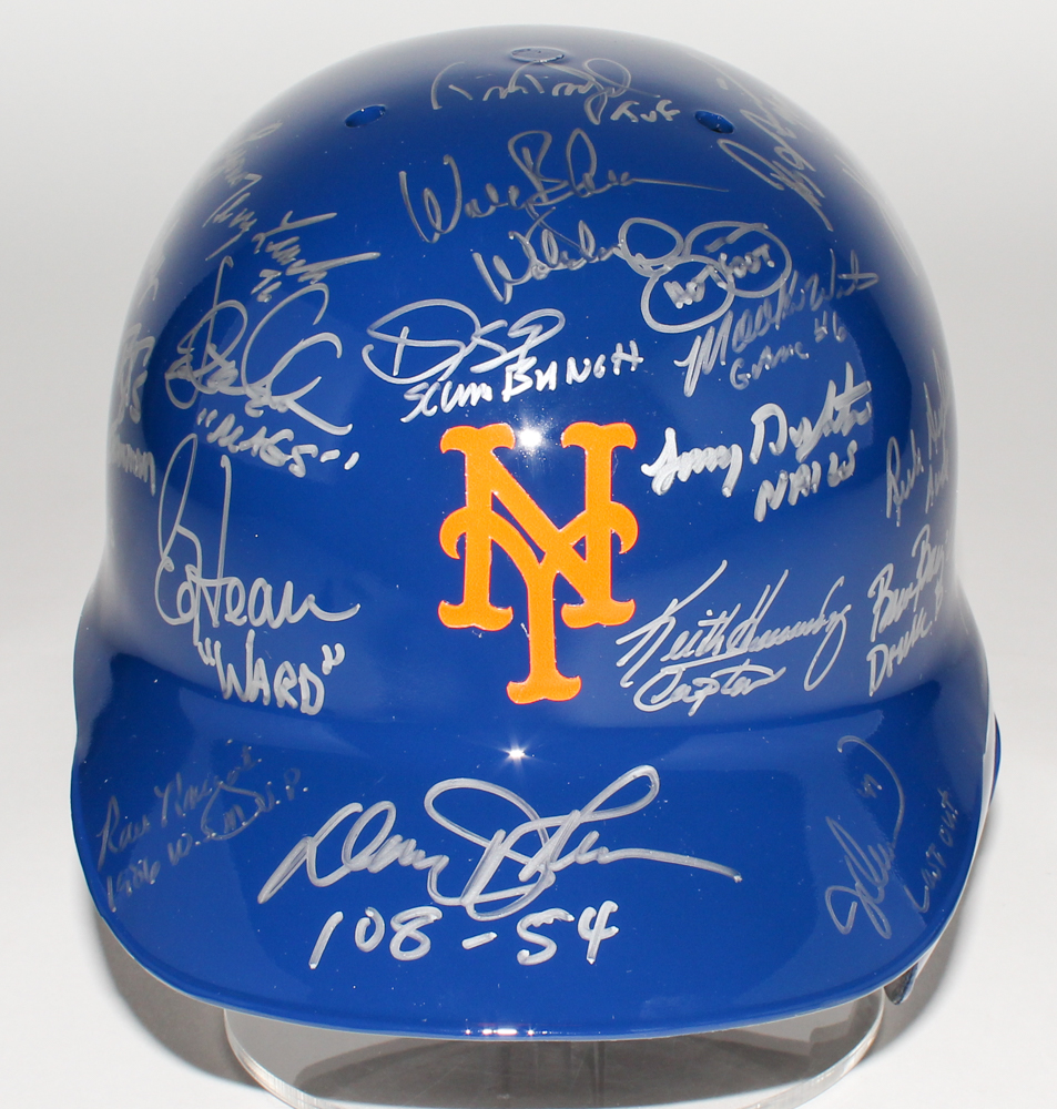 1986 Mets Batting Helmet Team-Signed by (28) with Dwight Gooden, Darryl Strawberry, Keith Hernandez (Steiner COA) at PristineAuction.com 1986 Mets Batting Helmet Team-Signed by (28) with Dwight Gooden, Darryl Strawberry, Keith Hernandez (Steiner COA) at PristineAuction.com