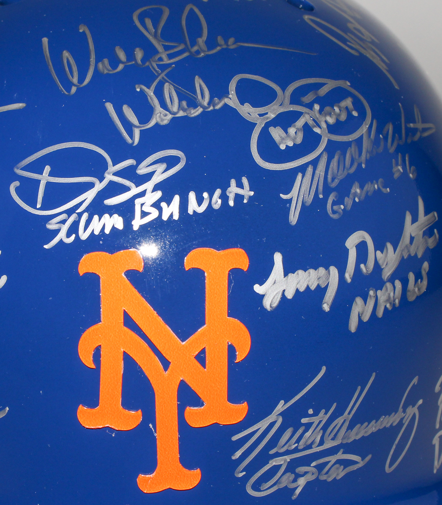 1986 Mets Batting Helmet Team-Signed by (28) with Dwight Gooden, Darryl Strawberry, Keith Hernandez (Steiner COA) at PristineAuction.com 1986 Mets Batting Helmet Team-Signed by (28) with Dwight Gooden, Darryl Strawberry, Keith Hernandez (Steiner COA) at PristineAuction.com