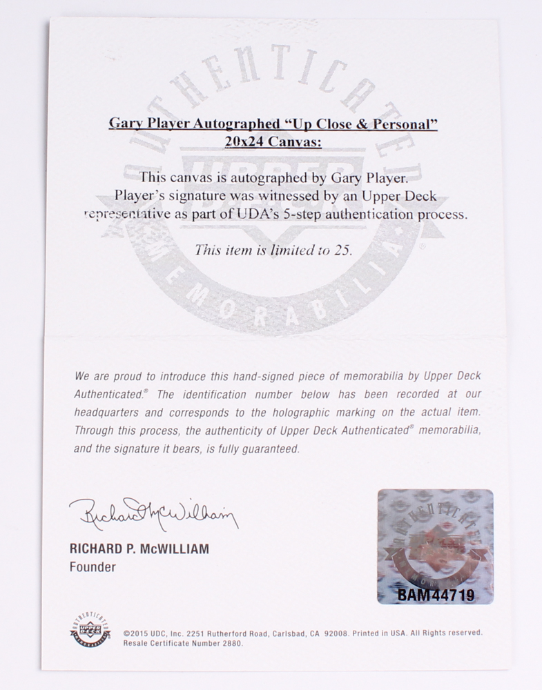 Gary Player Signed 20" x 24" Giclee Stretched Canvas (UDA COA) at PristineAuction.com Gary Player Signed 20" x 24" Giclee Stretched Canvas (UDA COA) at PristineAuction.com