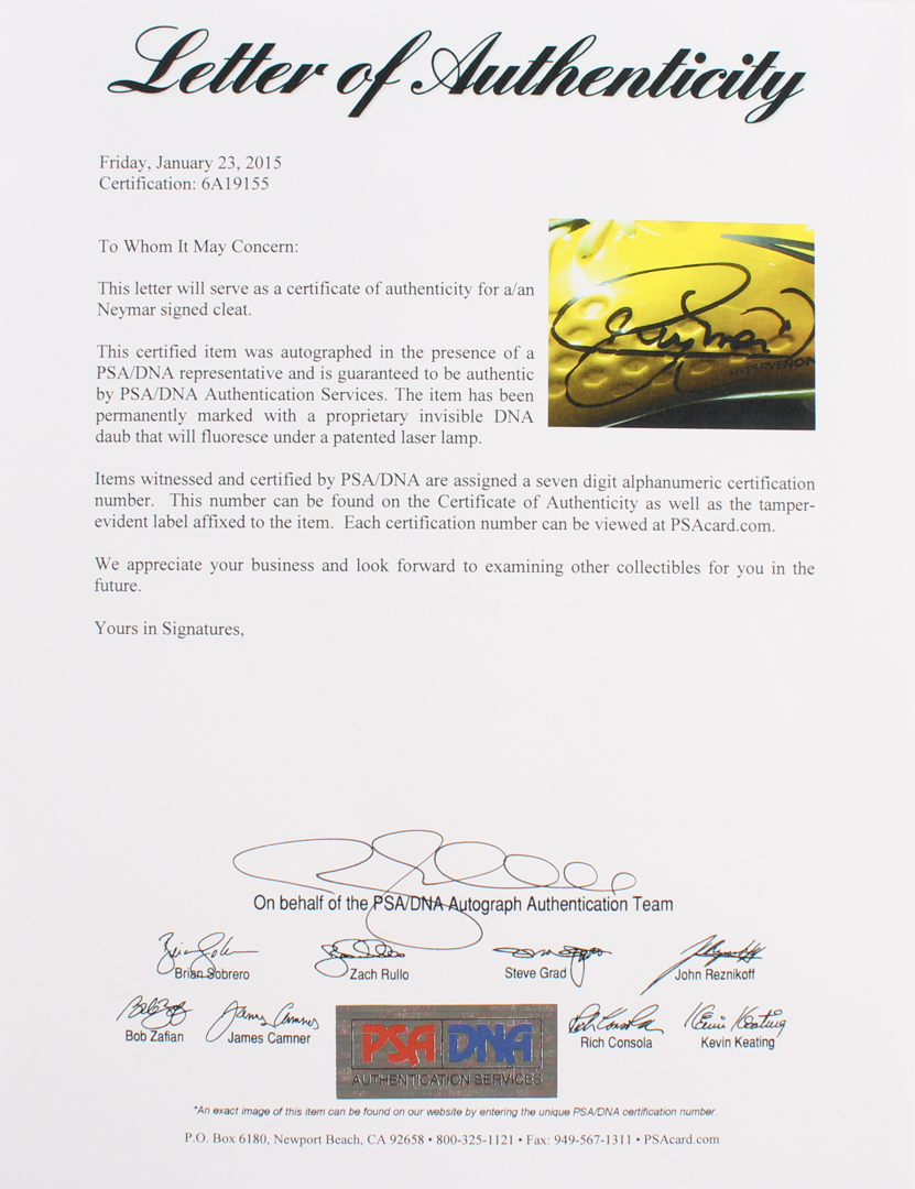 Neymar Signed Nike "Hypervenom" Model Soccer Cleat (PSA LOA) at PristineAuction.com Neymar Signed Nike "Hypervenom" Model Soccer Cleat (PSA LOA) at PristineAuction.com