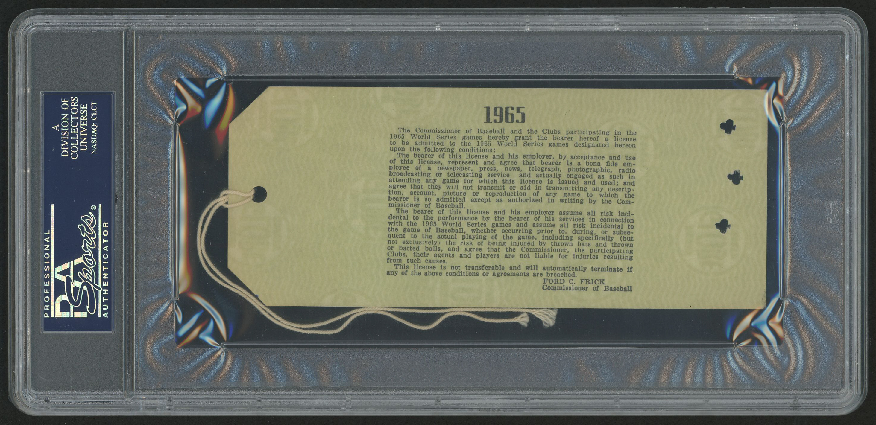 Sandy Koufax Signed Vintage 1965 World Series Press Pass (PSA 10) at PristineAuction.com Sandy Koufax Signed Vintage 1965 World Series Press Pass (PSA 10) at PristineAuction.com
