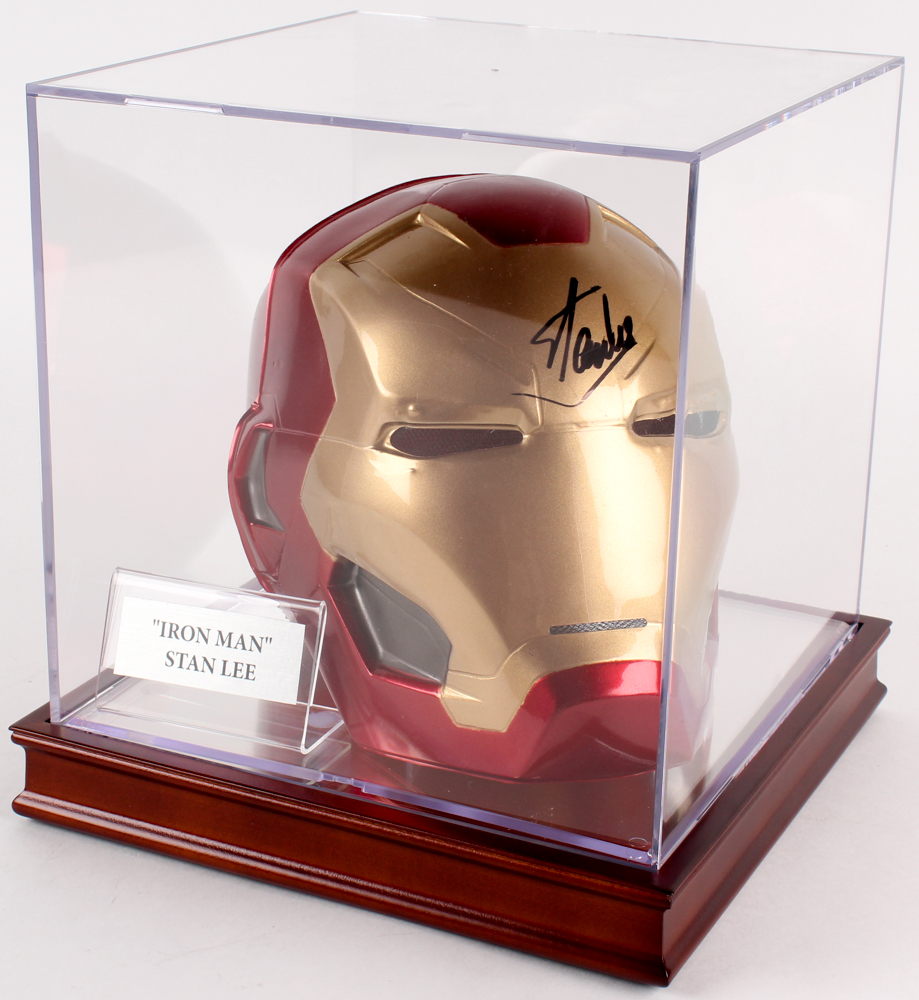Stan Lee Signed Full Size 3-D Marvel "Iron Man" Mask in High Quality Display Case (PSA COA) at PristineAuction.com Stan Lee Signed Full Size 3-D Marvel "Iron Man" Mask in High Quality Display Case (PSA COA) at PristineAuction.com
