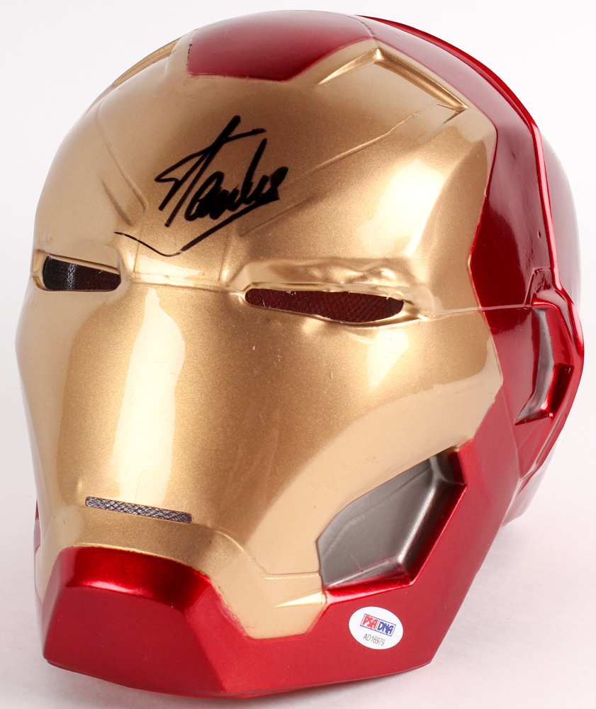Stan Lee Signed Full Size 3-D Marvel "Iron Man" Mask in High Quality Display Case (PSA COA) at PristineAuction.com Stan Lee Signed Full Size 3-D Marvel "Iron Man" Mask in High Quality Display Case (PSA COA) at PristineAuction.com