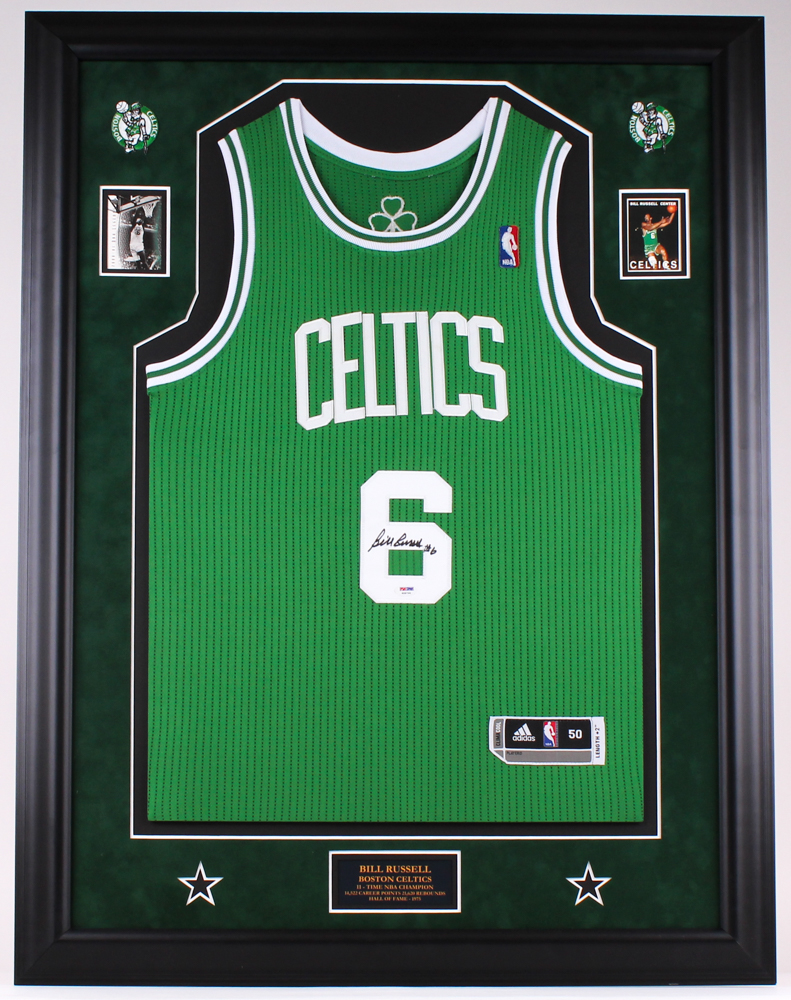 Bill Russell Signed Celtics 33" x 44" Custom Framed Jersey Display (PSA Hologram) at PristineAuction.com Bill Russell Signed Celtics 33" x 44" Custom Framed Jersey Display (PSA Hologram) at PristineAuction.com