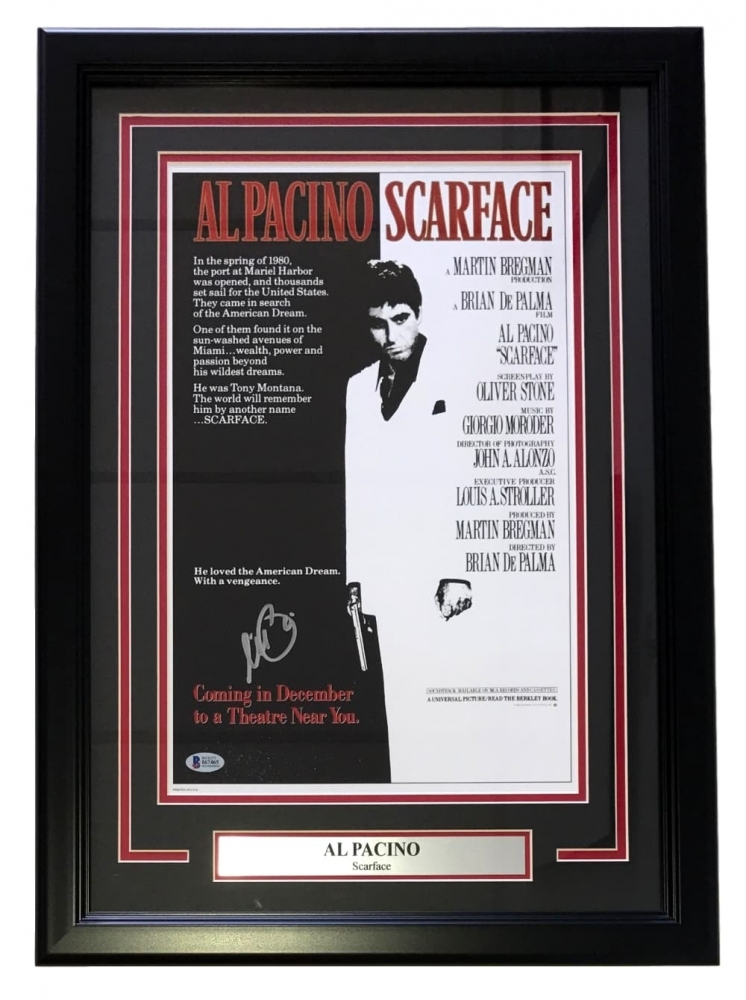 Al Pacino Signed "Scarface" 17" x 24" Custom Framed Movie Poster