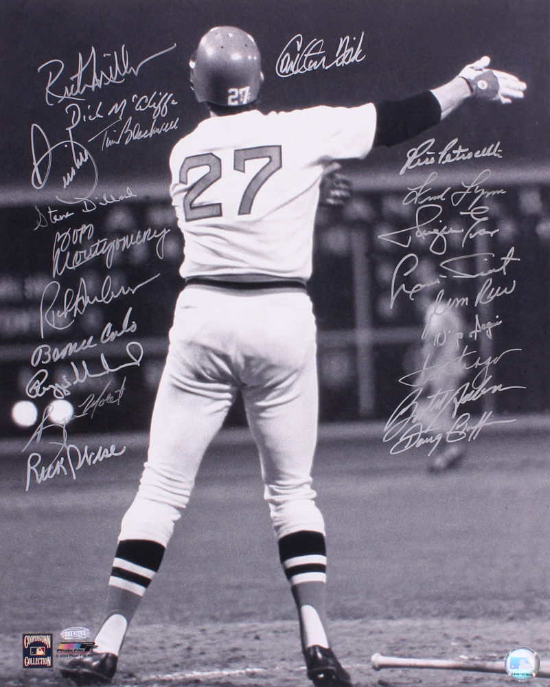 1975 Boston Red Sox 16x20 Carlton Fisk Photo Team-Signed by (21) with Carlton Fisk, Jim Rice, Dwight Evans, Fred Lynn, Luis Tiant (Steiner COA) at PristineAuction.com 1975 Boston Red Sox 16x20 Carlton Fisk Photo Team-Signed by (21) with Carlton Fisk, Jim Rice, Dwight Evans, Fred Lynn, Luis Tiant (Steiner COA) at PristineAuction.com