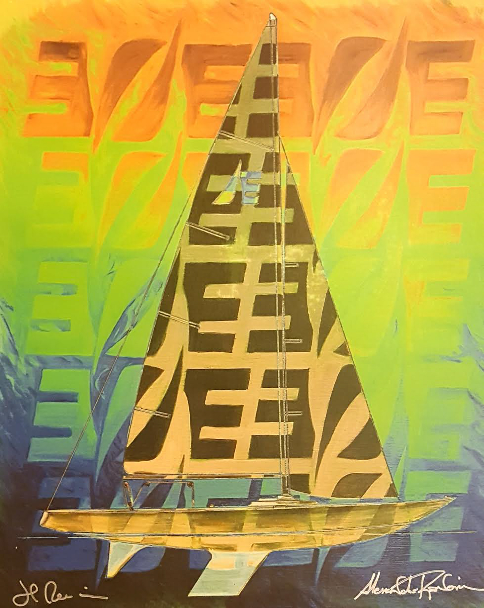 Alexandre Renoir & Emmanuel Renoir Signed "Sailboat" 2005 Collaborative Gouache on Archival Paper (PA LOA) at PristineAuction.com Alexandre Renoir & Emmanuel Renoir Signed "Sailboat" 2005 Collaborative Gouache on Archival Paper (PA LOA) at PristineAuction.com