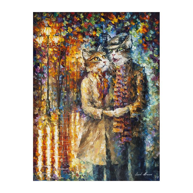 Leonid Afremov Signed "Cat Couple" 30x40 Original Oil Painting on Canvas at PristineAuction.com Leonid Afremov Signed "Cat Couple" 30x40 Original Oil Painting on Canvas at PristineAuction.com