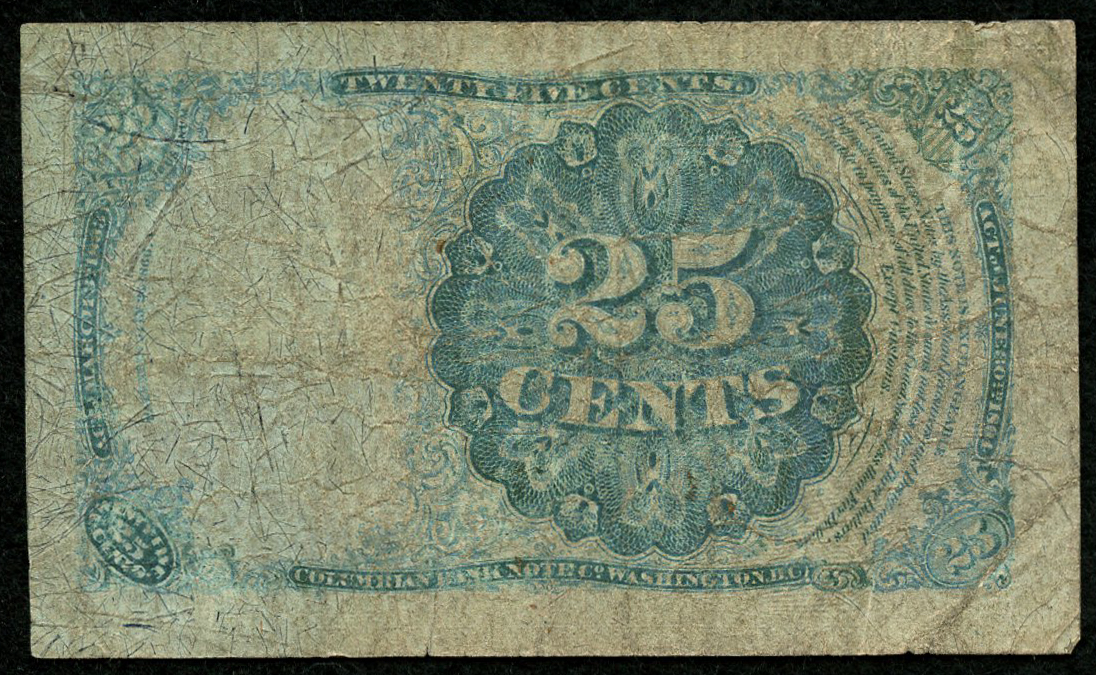 1874 United States 25¢ Twenty Five Cents Fractional Bank Note Bill (Fifth Issue) at PristineAuction.com 1874 United States 25¢ Twenty Five Cents Fractional Bank Note Bill (Fifth Issue) at PristineAuction.com