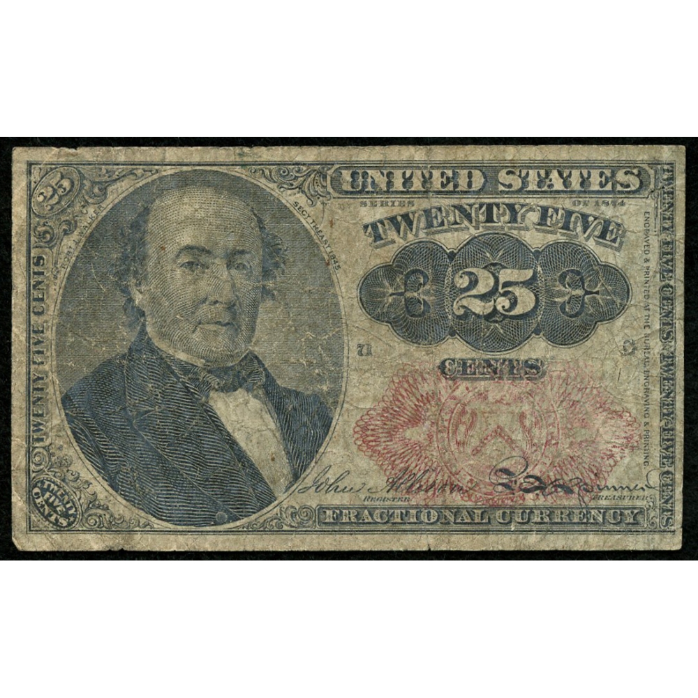 1874 United States 25¢ Twenty Five Cents Fractional Bank Note Bill ...