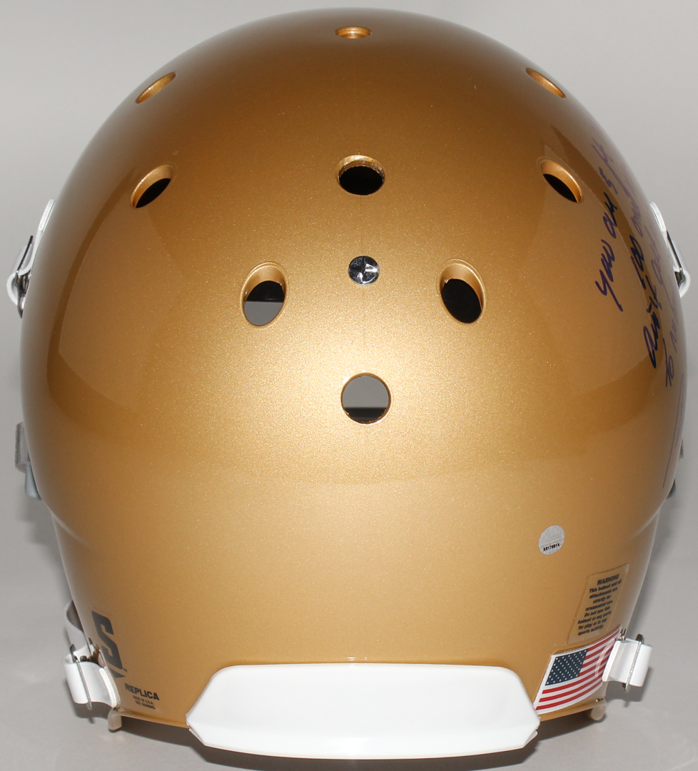 Rudy Ruettiger Signed Full-Size Notre Dame Fighting Irish Helmet with "Five Foot Nothin'" Inscription (Steiner COA) at PristineAuction.com Rudy Ruettiger Signed Full-Size Notre Dame Fighting Irish Helmet with "Five Foot Nothin'" Inscription (Steiner COA) at PristineAuction.com