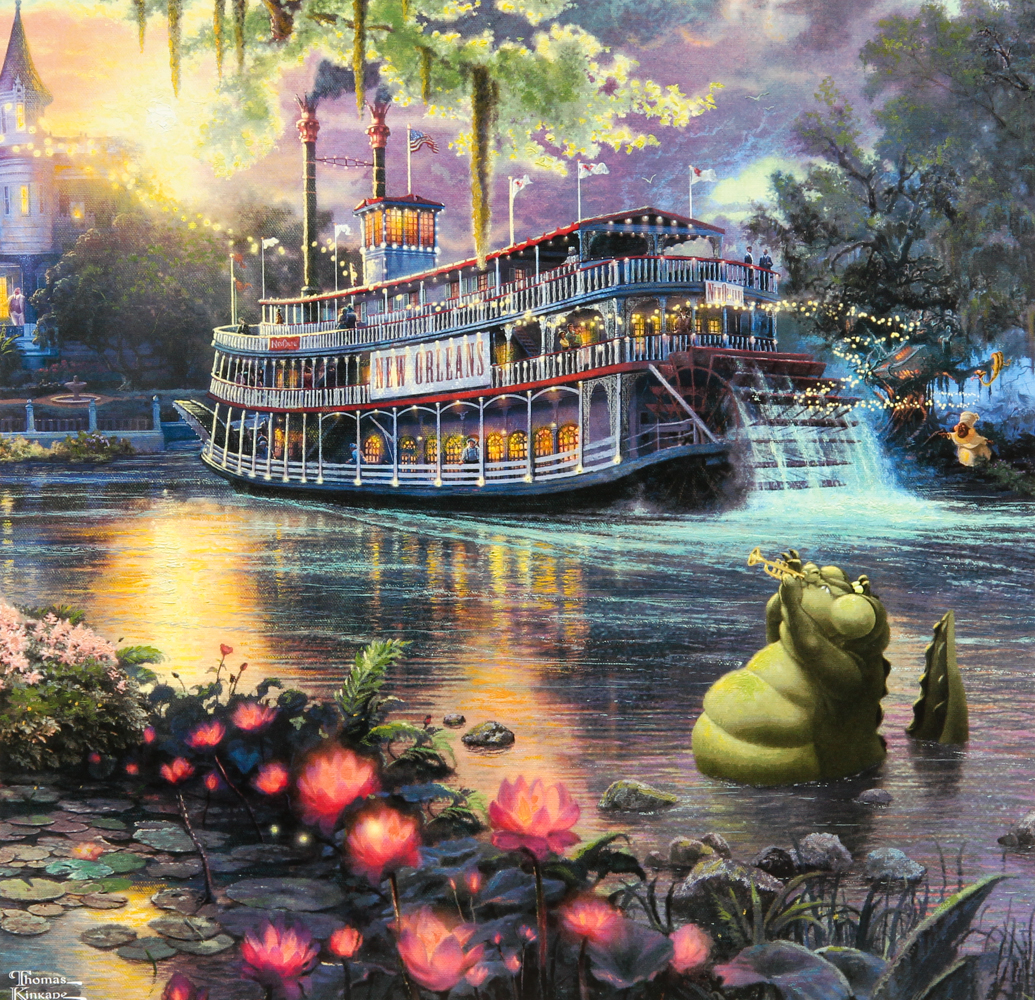 Thomas Kinkade "The Princess and the Frog Riverboat" 12" x 12" Fine Art Print at PristineAuction.com Thomas Kinkade "The Princess and the Frog Riverboat" 12" x 12" Fine Art Print at PristineAuction.com