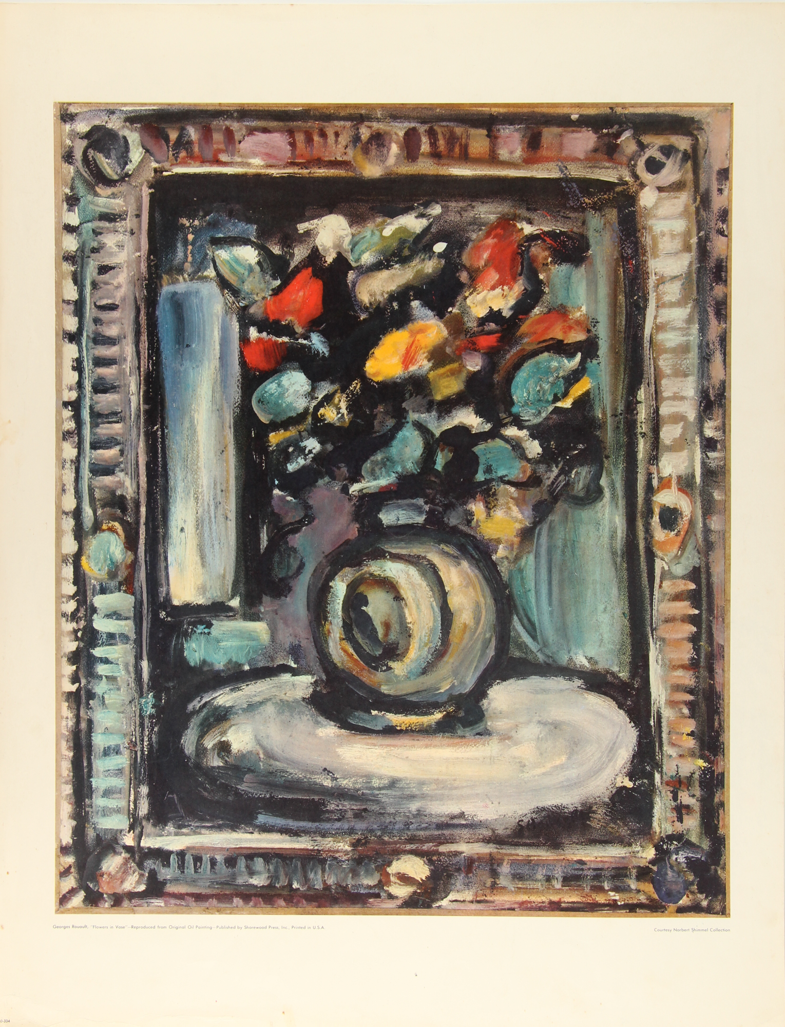Georges Rouault Vintage 1960 "Flowers in Vase" 21.5" x 28" Lithograph at PristineAuction.com Georges Rouault Vintage 1960 "Flowers in Vase" 21.5" x 28" Lithograph at PristineAuction.com