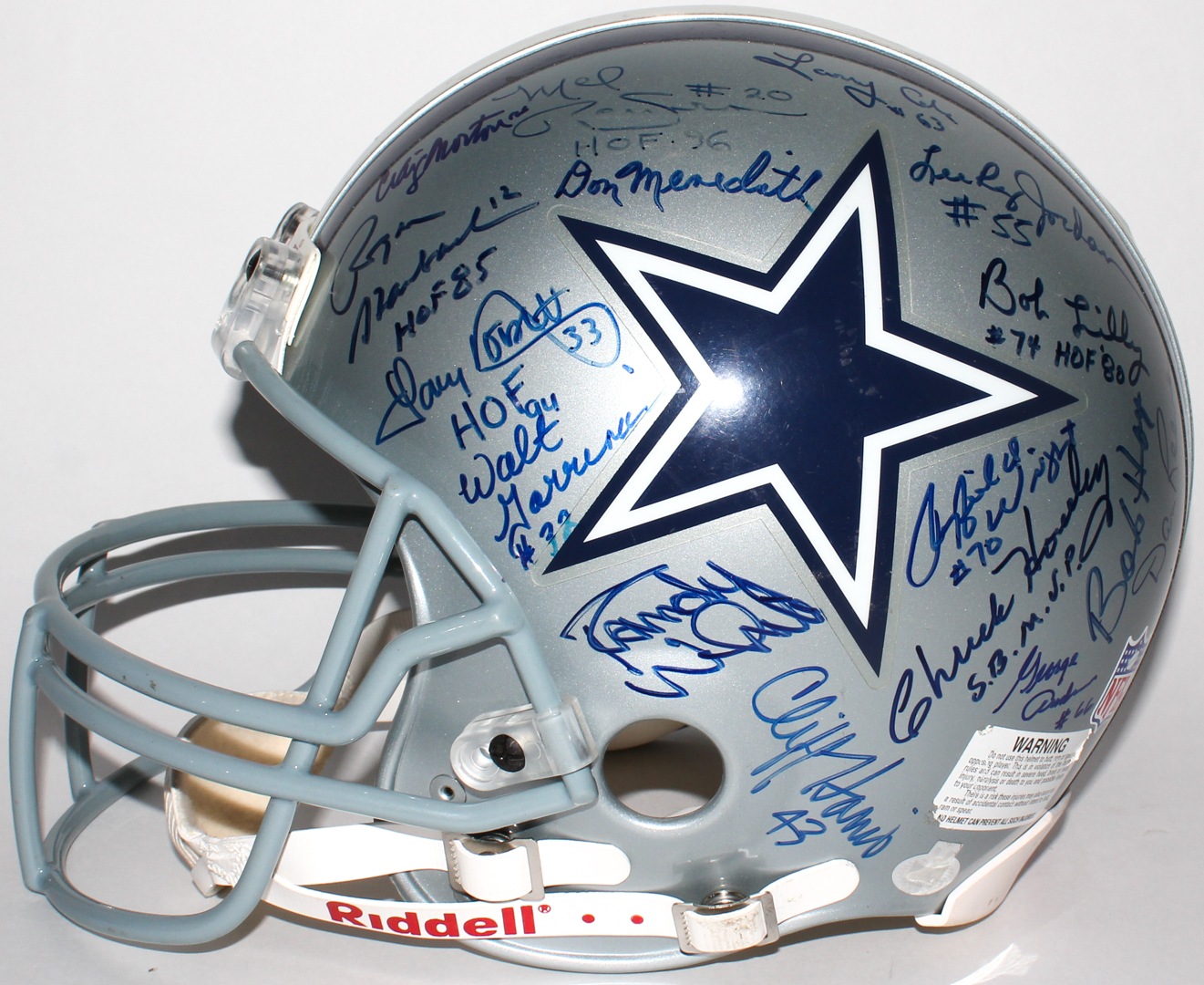 Dallas Cowboys Full Size Helmet Signed by (32) with Tom Landry, Tony Dorsett, Mike Ditka, Roger Staubach, Bob Lilly, Mel Renfro, Ed "Too Tall" Jones (JSA ALOA) at PristineAuction.com Dallas Cowboys Full Size Helmet Signed by (32) with Tom Landry, Tony Dorsett, Mike Ditka, Roger Staubach, Bob Lilly, Mel Renfro, Ed "Too Tall" Jones (JSA ALOA) at PristineAuction.com