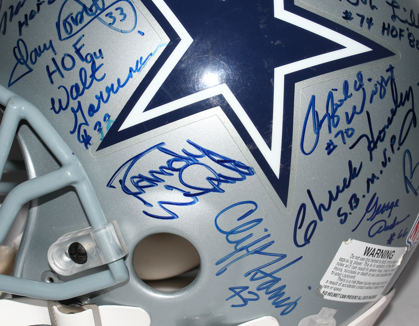 Dallas Cowboys Full Size Helmet Signed by (32) with Tom Landry, Tony Dorsett, Mike Ditka, Roger Staubach, Bob Lilly, Mel Renfro, Ed "Too Tall" Jones (JSA ALOA) at PristineAuction.com Dallas Cowboys Full Size Helmet Signed by (32) with Tom Landry, Tony Dorsett, Mike Ditka, Roger Staubach, Bob Lilly, Mel Renfro, Ed "Too Tall" Jones (JSA ALOA) at PristineAuction.com