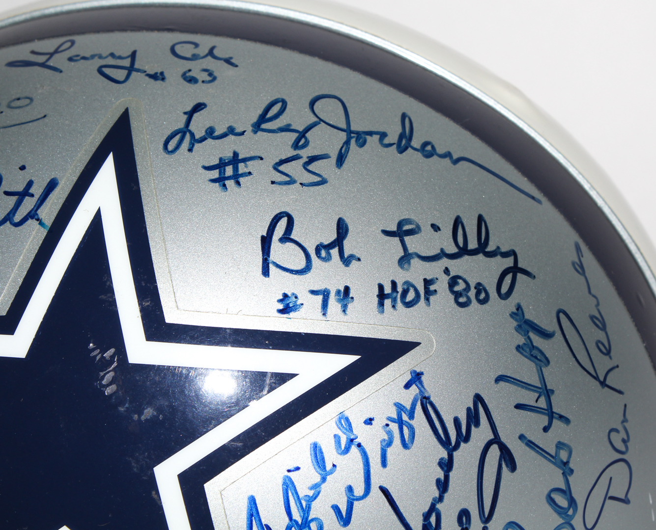 Dallas Cowboys Full Size Helmet Signed by (32) with Tom Landry, Tony Dorsett, Mike Ditka, Roger Staubach, Bob Lilly, Mel Renfro, Ed "Too Tall" Jones (JSA ALOA) at PristineAuction.com Dallas Cowboys Full Size Helmet Signed by (32) with Tom Landry, Tony Dorsett, Mike Ditka, Roger Staubach, Bob Lilly, Mel Renfro, Ed "Too Tall" Jones (JSA ALOA) at PristineAuction.com