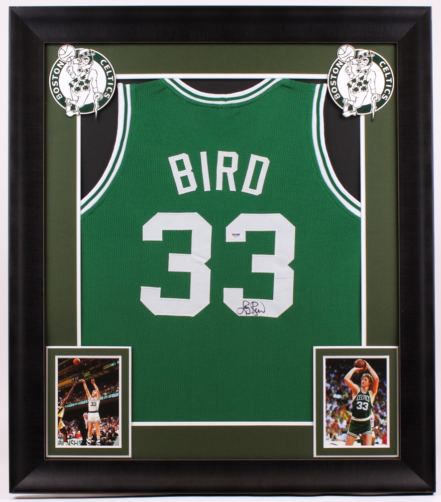 Larry Bird Signed Celtics 31.5x36.5 Custom Framed Jersey (PSA COA