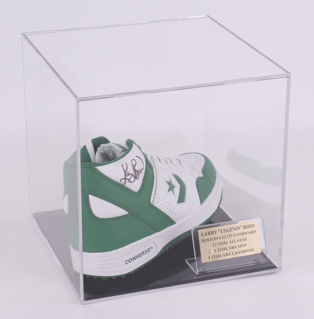 Larry Bird Signed Throwback Converse Basketball Shoe with Display Case (PSA COA) at PristineAuction.com Larry Bird Signed Throwback Converse Basketball Shoe with Display Case (PSA COA) at PristineAuction.com
