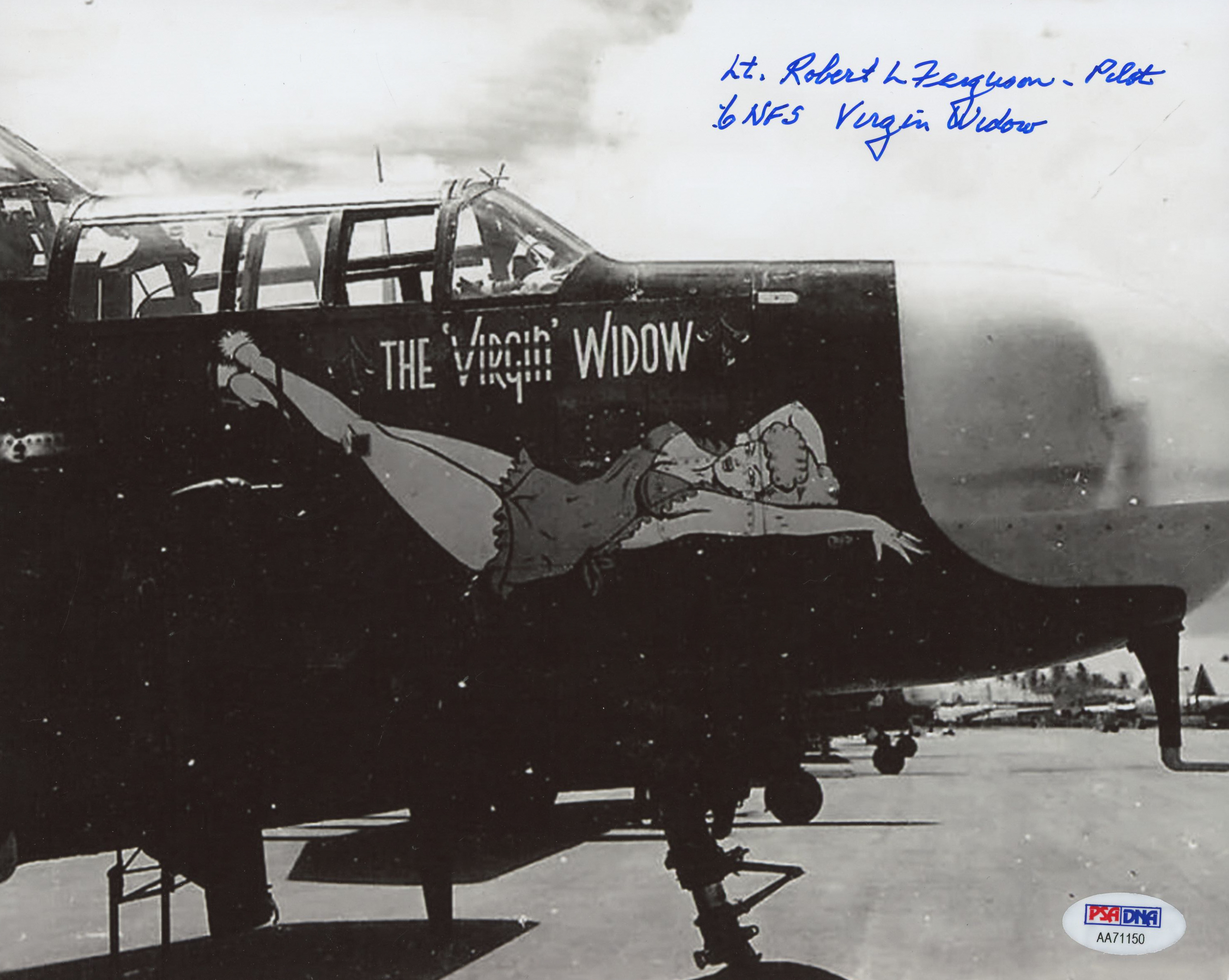 Robert Ferguson Signed"The Virgin Widow" 8x10 Photo Inscribed "Pilot", & "6 NF5 Virgin Widow" (PSA COA) at PristineAuction.com Robert Ferguson Signed"The Virgin Widow" 8x10 Photo Inscribed "Pilot", & "6 NF5 Virgin Widow" (PSA COA) at PristineAuction.com
