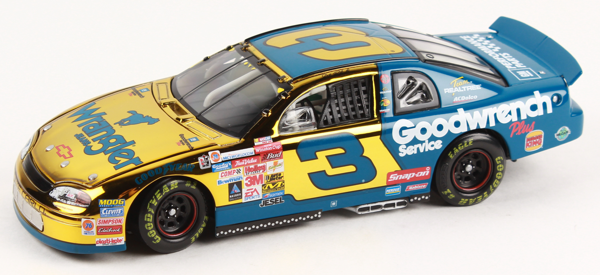 Dale Earnhardt LE #3 Wrangler 1999 Monte Carlo NASCAR 1:24 Die-Cast Scale Stock Car at PristineAuction.com Dale Earnhardt LE #3 Wrangler 1999 Monte Carlo NASCAR 1:24 Die-Cast Scale Stock Car at PristineAuction.com