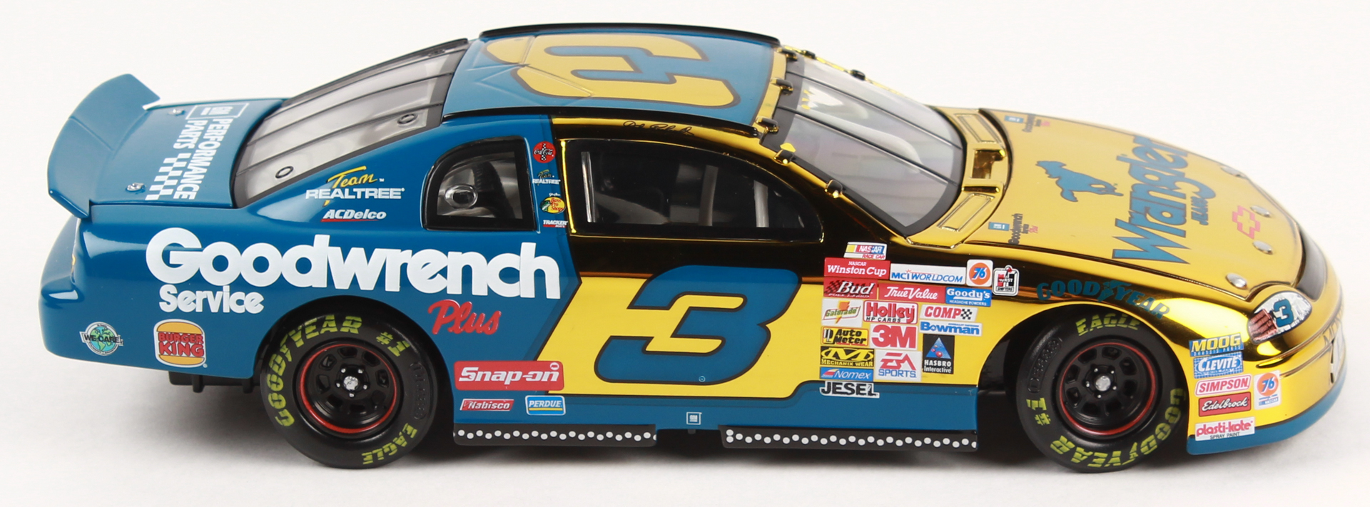 Dale Earnhardt LE #3 Wrangler 1999 Monte Carlo NASCAR 1:24 Die-Cast Scale Stock Car at PristineAuction.com Dale Earnhardt LE #3 Wrangler 1999 Monte Carlo NASCAR 1:24 Die-Cast Scale Stock Car at PristineAuction.com