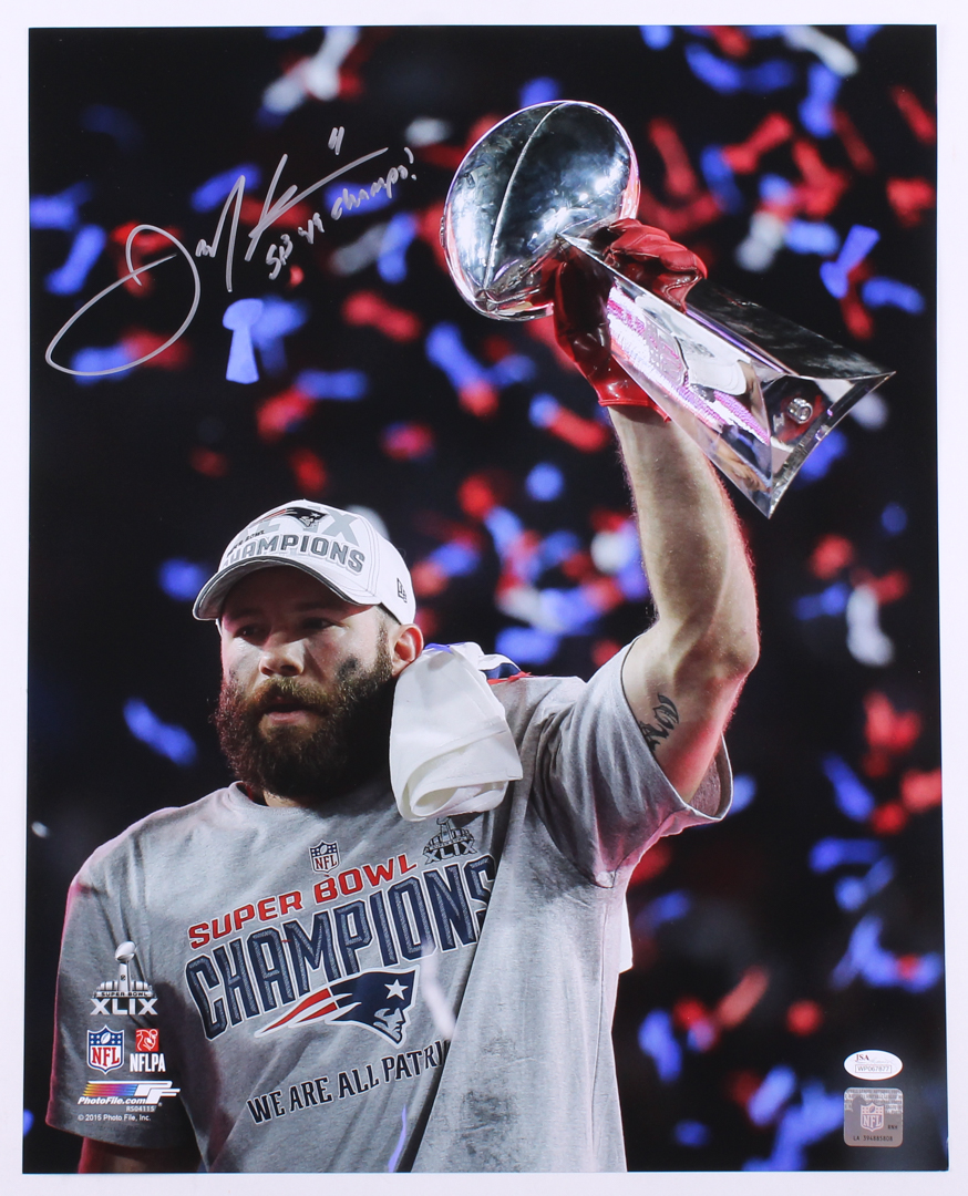 Julian Edelman Signed Patriots Super Bowl XLIX 16x20 Photo Inscribed "SB 49 Champs!" (JSA COA) at PristineAuction.com Julian Edelman Signed Patriots Super Bowl XLIX 16x20 Photo Inscribed "SB 49 Champs!" (JSA COA) at PristineAuction.com