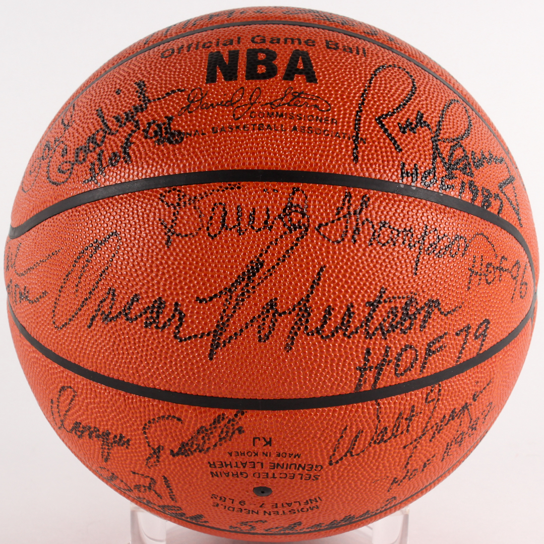 NBA HOF Official NBA Game Ball Signed by (25) with Julius Erving, Jerry West, Magic Johnson, Walt Frazier, Oscar Roberston, Earl Monroe, Gail Goodrich, Isiah Thomas (JSA ALOA) at PristineAuction.com NBA HOF Official NBA Game Ball Signed by (25) with Julius Erving, Jerry West, Magic Johnson, Walt Frazier, Oscar Roberston, Earl Monroe, Gail Goodrich, Isiah Thomas (JSA ALOA) at PristineAuction.com