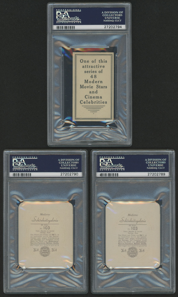 Lot of (3) PSA Graded Anna May Wong Cigarette Cards with (2) 1934 Garbaty Cigarettes #103 Anna May Wong (PSA 6) & 1934 Teofani & Co. "Movie Stars" (PSA 7) at PristineAuction.com Lot of (3) PSA Graded Anna May Wong Cigarette Cards with (2) 1934 Garbaty Cigarettes #103 Anna May Wong (PSA 6) & 1934 Teofani & Co. "Movie Stars" (PSA 7) at PristineAuction.com