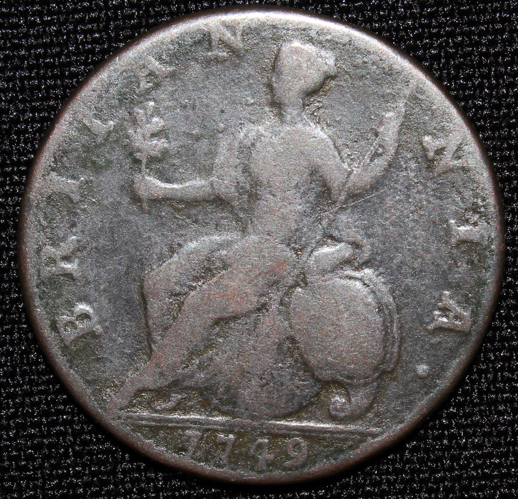 1749 GEORGIVS II REX. Colonial Half-Penny at PristineAuction.com 1749 GEORGIVS II REX. Colonial Half-Penny at PristineAuction.com