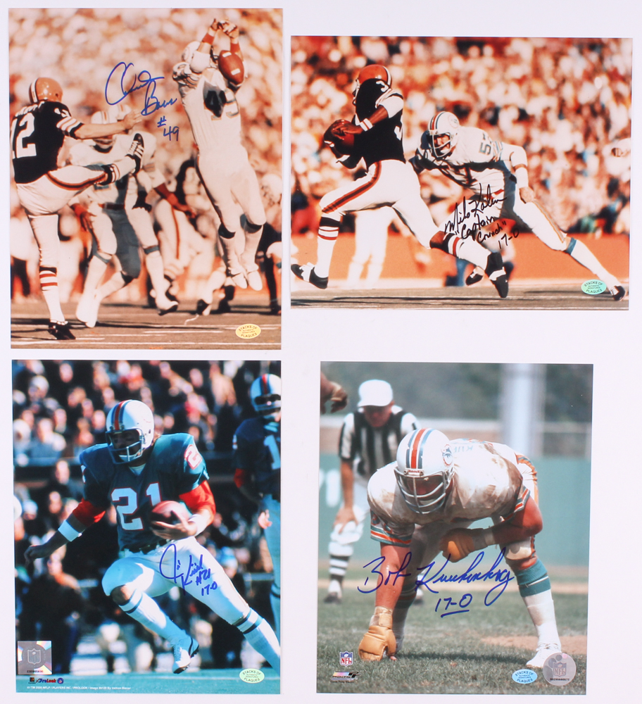 Lot of (4) Signed Dolphins 8x10 Photos with Jim Kiick, Charlie Babb, Bob Kuechenberg & Mike Kolen Inscribed "17-0" & "Captain Crunch" (SOP COA) at PristineAuction.com Lot of (4) Signed Dolphins 8x10 Photos with Jim Kiick, Charlie Babb, Bob Kuechenberg & Mike Kolen Inscribed "17-0" & "Captain Crunch" (SOP COA) at PristineAuction.com