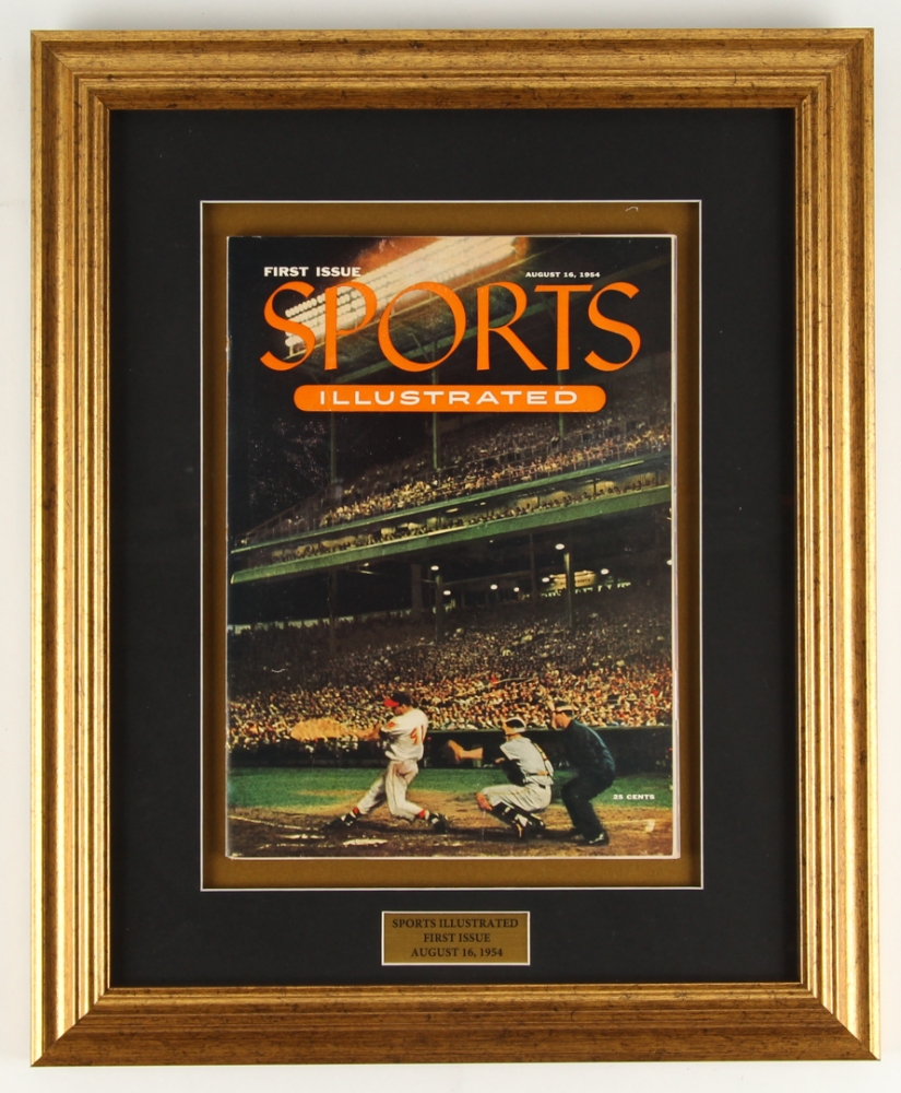 1954 First Issue Sports Illustrated 16" x 19" Custom Framed Magazine Display Pristine Auction