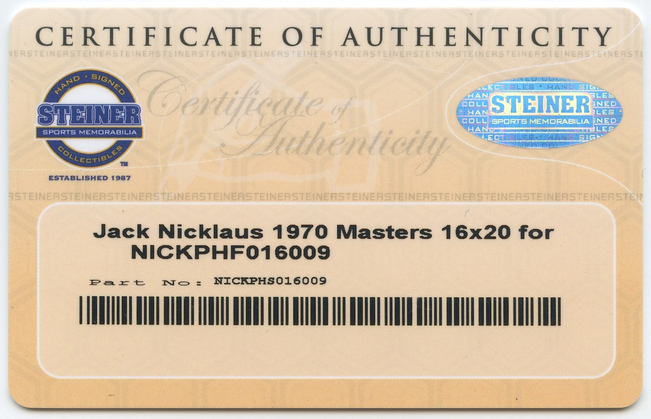 Jack Nicklaus Signed 1970 "The Masters" 16x20 Photo (Nicklaus Hologram & Steiner COA) at PristineAuction.com Jack Nicklaus Signed 1970 "The Masters" 16x20 Photo (Nicklaus Hologram & Steiner COA) at PristineAuction.com