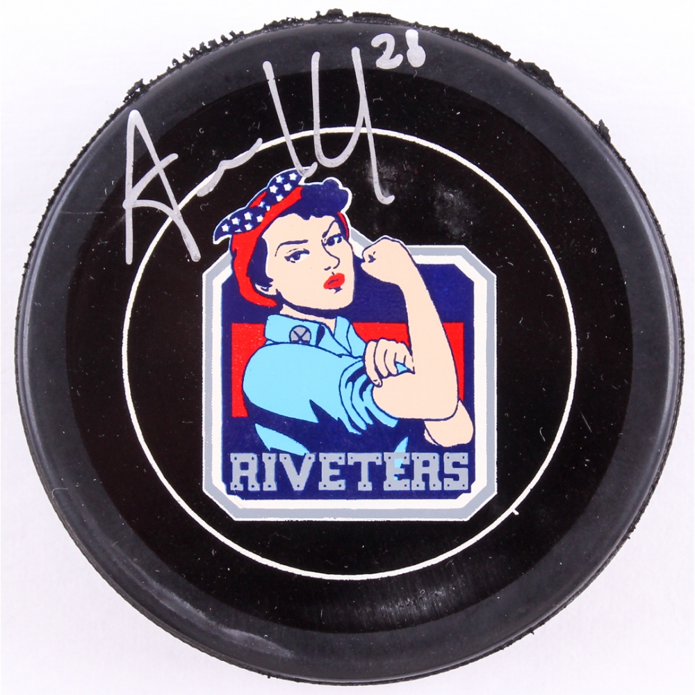 Amanda Kessel Signed Riveters Logo Hockey Puck (TSE Hologram