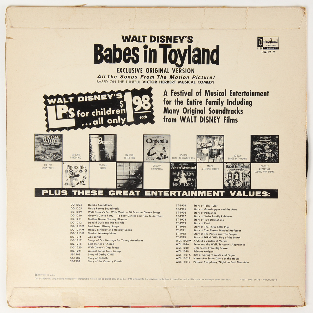 Vintage 1963 Walt Disney's "Babes in Toyland" Vinyl Record at PristineAuction.com Vintage 1963 Walt Disney's "Babes in Toyland" Vinyl Record at PristineAuction.com