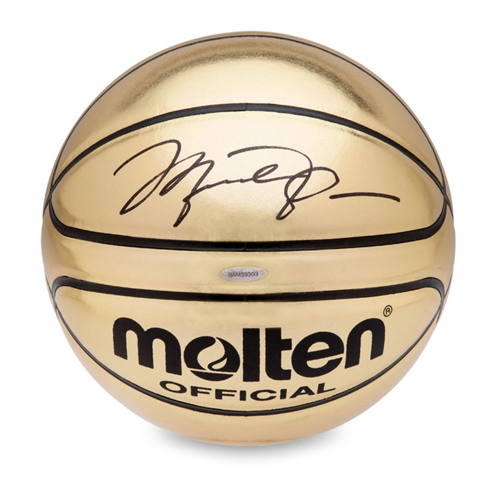 Michael Jordan Signed Molten Gold Trophy Basketball (UDA COA) at PristineAuction.com Michael Jordan Signed Molten Gold Trophy Basketball (UDA COA) at PristineAuction.com