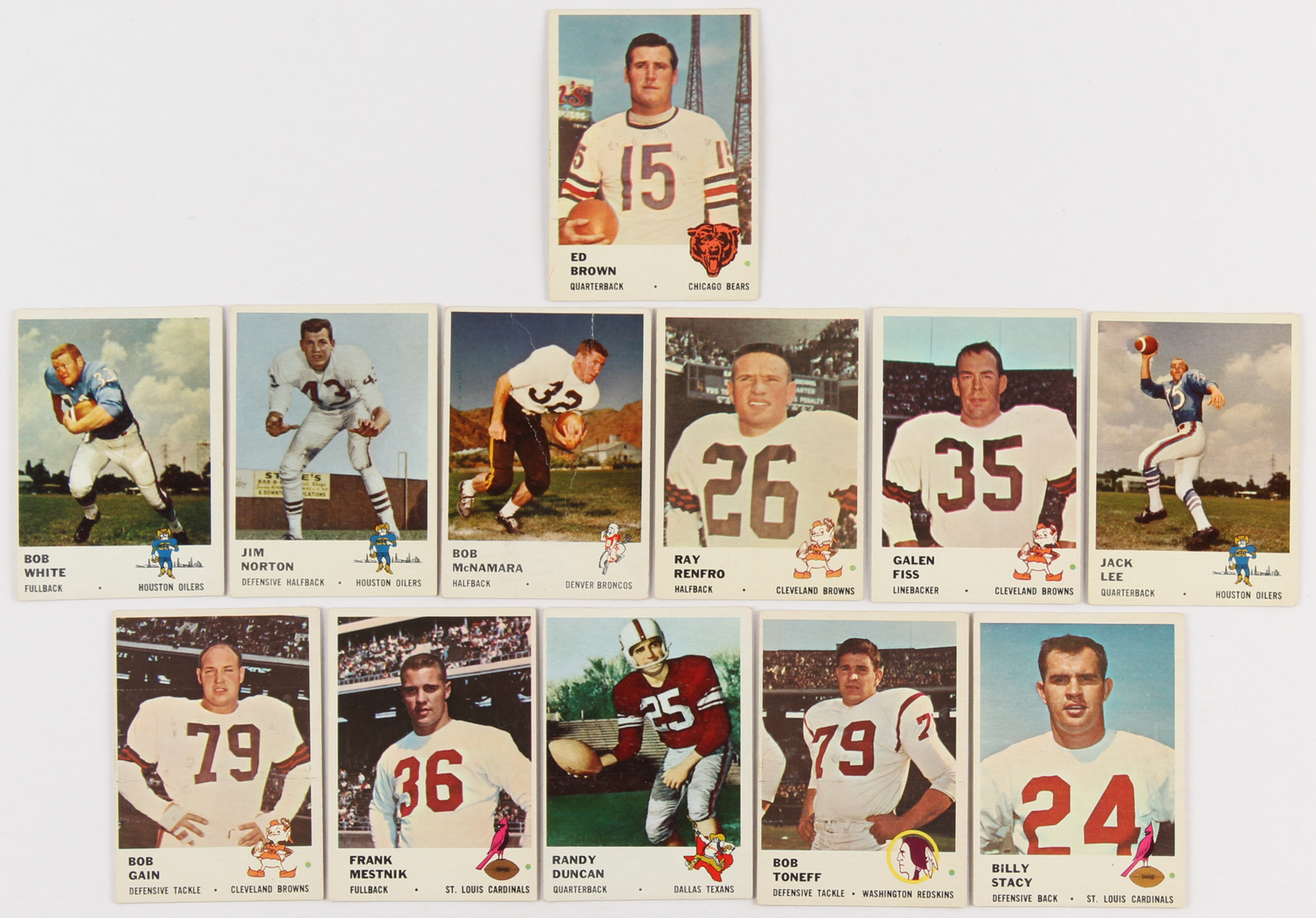 Lot of (12) 1961 Fleer Football Cards with #1 Ed Brown, #168 Bob White, #174 Jim Norton RC at PristineAuction.com Lot of (12) 1961 Fleer Football Cards with #1 Ed Brown, #168 Bob White, #174 Jim Norton RC at PristineAuction.com