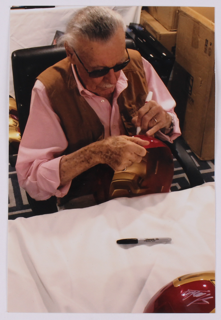Stan Lee Signed Full Size Marvel "Iron Man" Mask (Lee Hologram) at PristineAuction.com Stan Lee Signed Full Size Marvel "Iron Man" Mask (Lee Hologram) at PristineAuction.com