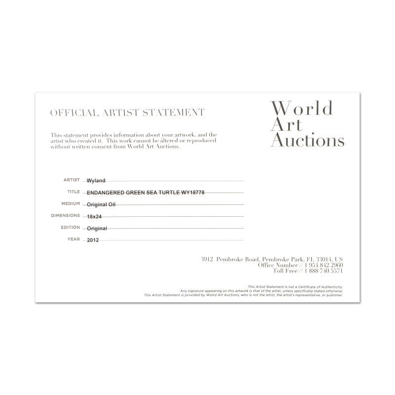 Wyland Signed "Endangered Green Sea Turtle" 26x32 Custom Framed Original Oil Painting on Canvas at PristineAuction.com Wyland Signed "Endangered Green Sea Turtle" 26x32 Custom Framed Original Oil Painting on Canvas at PristineAuction.com