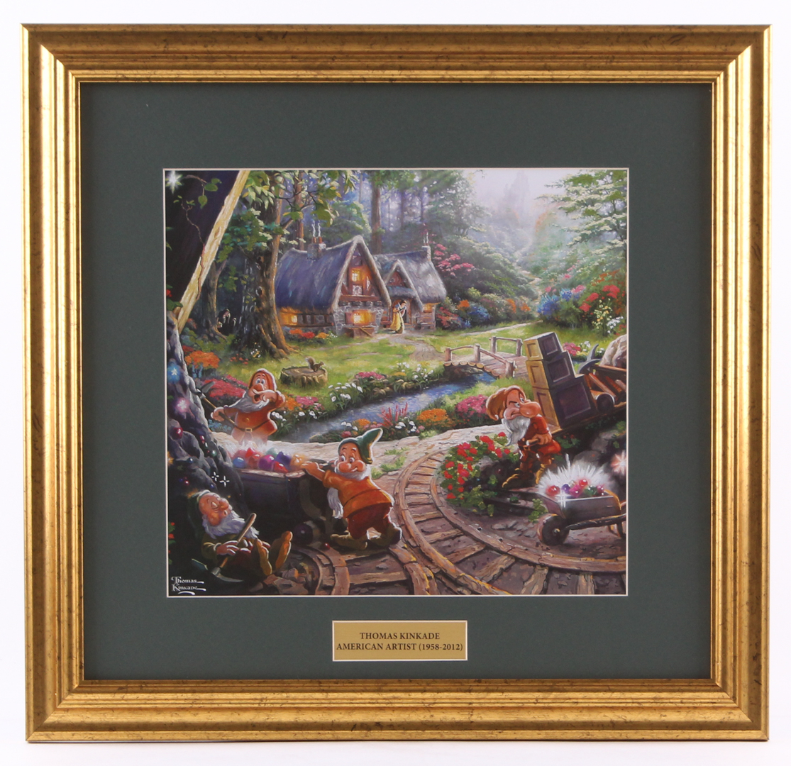 Thomas Kinkade Walt Disney "Snow White and the Seven Dwarfs" 17.75x18.75 Custom Framed Print Display at PristineAuction.com Thomas Kinkade Walt Disney "Snow White and the Seven Dwarfs" 17.75x18.75 Custom Framed Print Display at PristineAuction.com