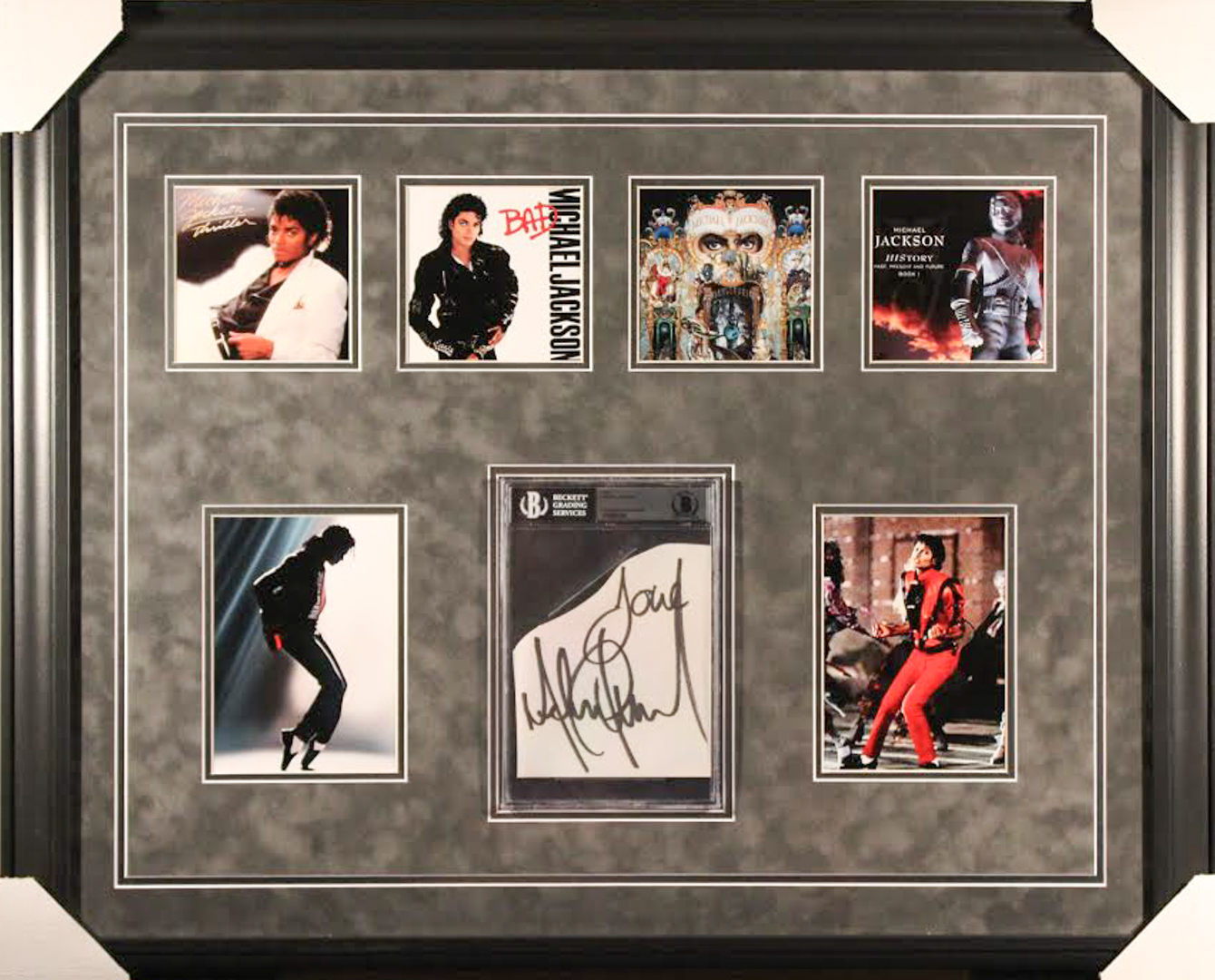 Michael Jackson Signed 27x33 Custom Framed Cut Display Inscribed "Love" (Beckett Encapsulated) at PristineAuction.com Michael Jackson Signed 27x33 Custom Framed Cut Display Inscribed "Love" (Beckett Encapsulated) at PristineAuction.com