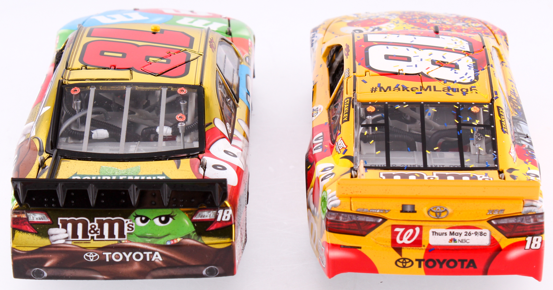 Kyle Busch Signed LE Red Nose Day Kansas Win 2016 Camry #18 M&M's Die-Cast Car with LE Color Chrome Elite 2012 Camry #18 M&M's Die-Cast Car (Action COA) at PristineAuction.com Kyle Busch Signed LE Red Nose Day Kansas Win 2016 Camry #18 M&M's Die-Cast Car with LE Color Chrome Elite 2012 Camry #18 M&M's Die-Cast Car (Action COA) at PristineAuction.com
