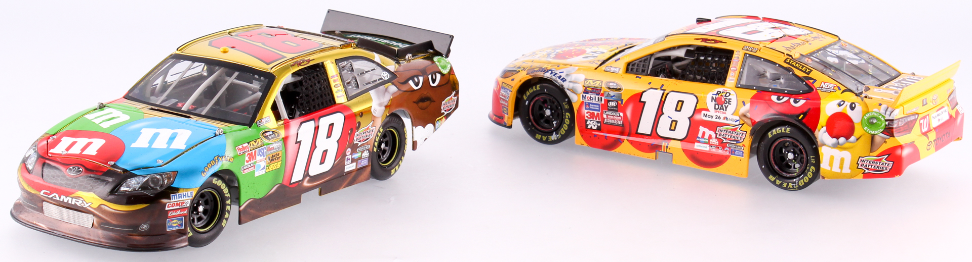 Kyle Busch Signed LE Red Nose Day Kansas Win 2016 Camry #18 M&M's Die-Cast Car with LE Color Chrome Elite 2012 Camry #18 M&M's Die-Cast Car (Action COA) at PristineAuction.com Kyle Busch Signed LE Red Nose Day Kansas Win 2016 Camry #18 M&M's Die-Cast Car with LE Color Chrome Elite 2012 Camry #18 M&M's Die-Cast Car (Action COA) at PristineAuction.com