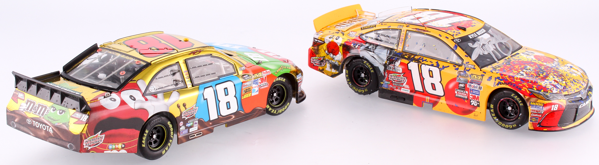 Kyle Busch Signed LE Red Nose Day Kansas Win 2016 Camry #18 M&M's Die-Cast Car with LE Color Chrome Elite 2012 Camry #18 M&M's Die-Cast Car (Action COA) at PristineAuction.com Kyle Busch Signed LE Red Nose Day Kansas Win 2016 Camry #18 M&M's Die-Cast Car with LE Color Chrome Elite 2012 Camry #18 M&M's Die-Cast Car (Action COA) at PristineAuction.com