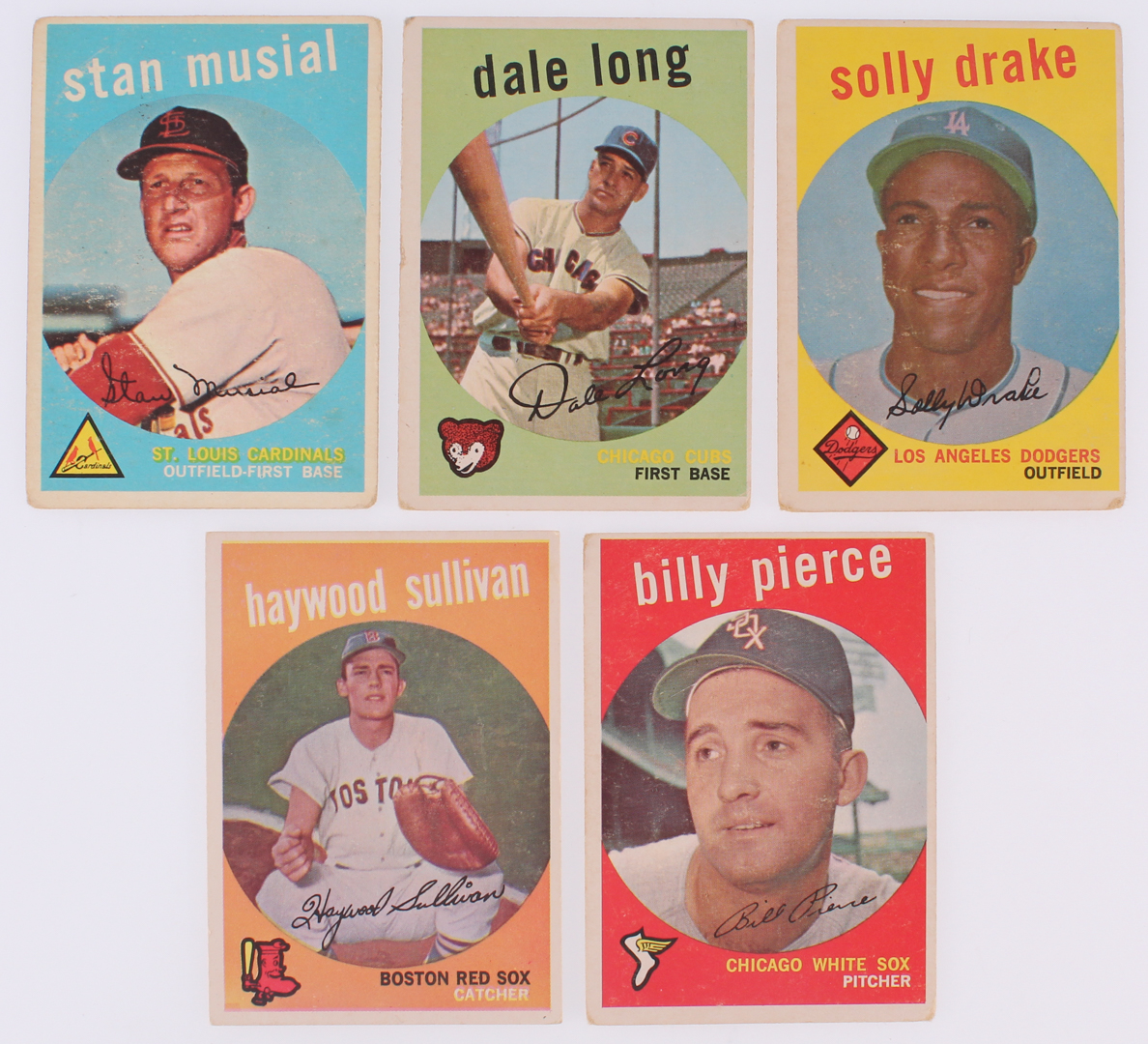 Lot of (30) 1959 Topps Baseball Cards with #150 Stan Musial, #410 Billy Pierce, #414 Dale Long, #406 Solly Drake, #416 Haywood Sullivan at PristineAuction.com Lot of (30) 1959 Topps Baseball Cards with #150 Stan Musial, #410 Billy Pierce, #414 Dale Long, #406 Solly Drake, #416 Haywood Sullivan at PristineAuction.com